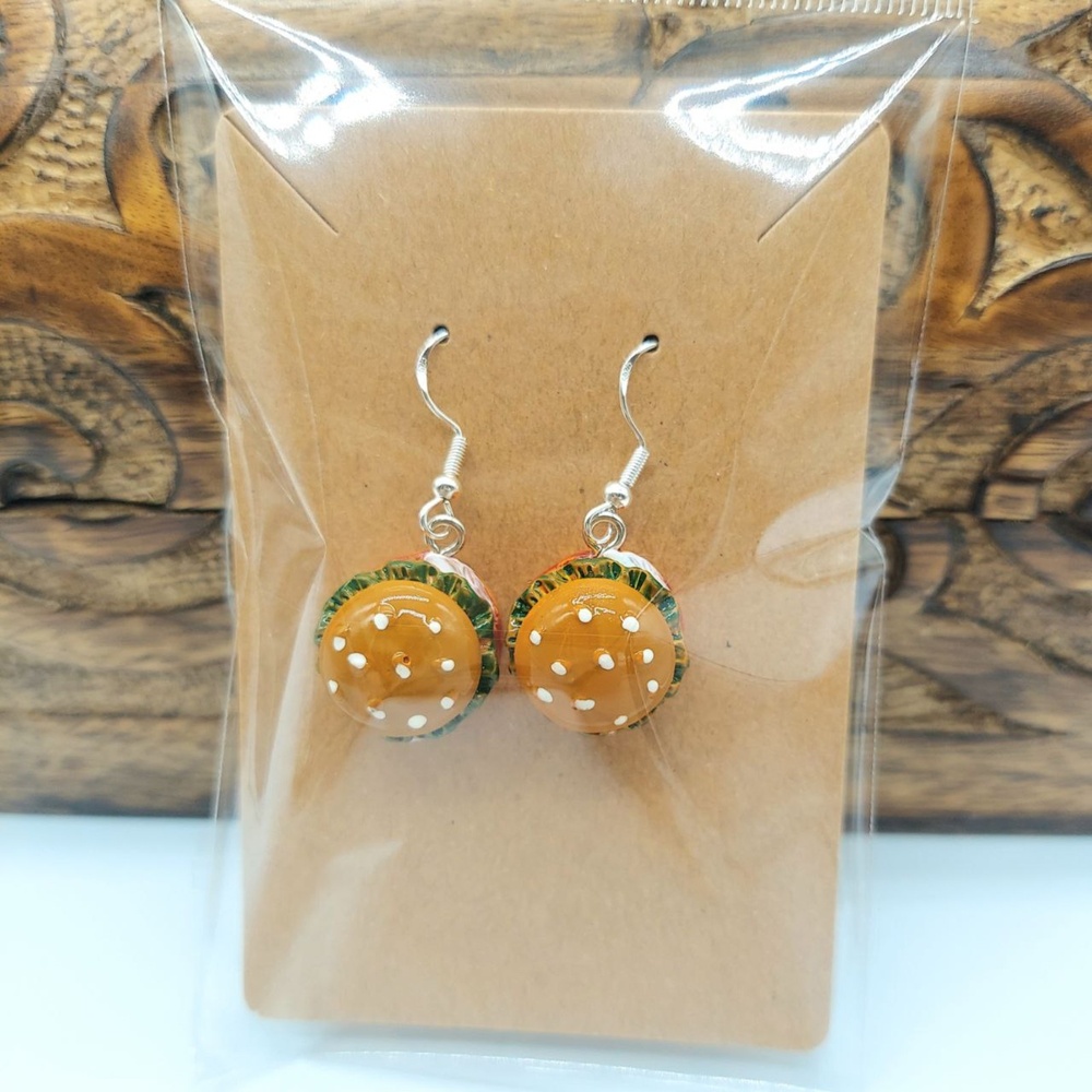 3D Hamburger Earrings Burger Cheeseburger - Picture 2 of 3